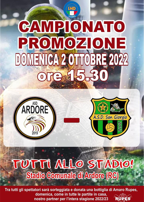 Locandina partita campionato di promozione
